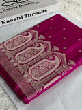 Banarasi Mashru Kataan Silk Saree in Rani Pink | Ikkat Buti Woven Design with Rich Zari Pallu | MKS854