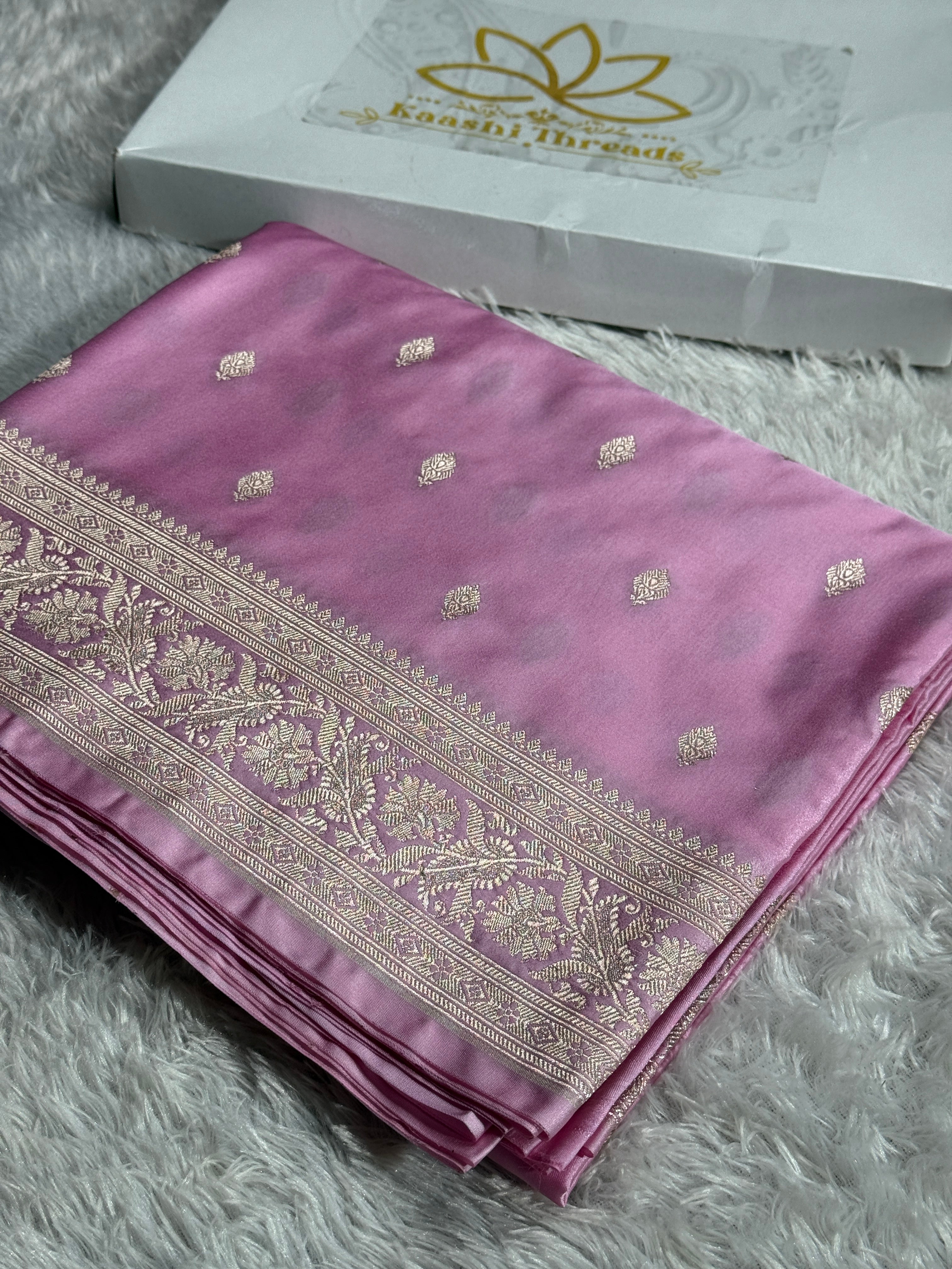 Pink Banarasi Mashru Silk Saree with Buti Woven Pattern MKS164