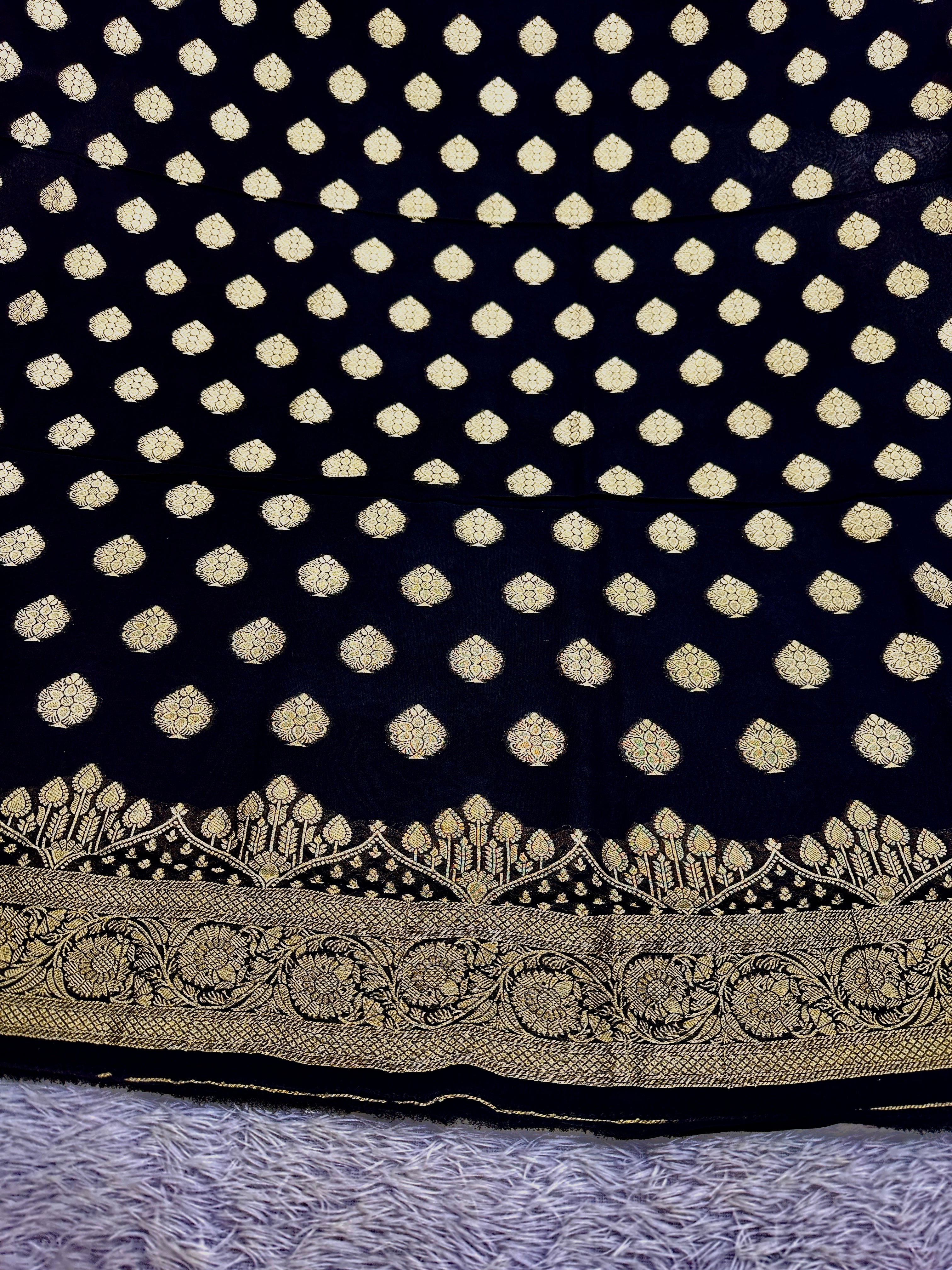 Banarasi Jacquard Zari Georgette Suit Dress – 3 Pc Set MSS21