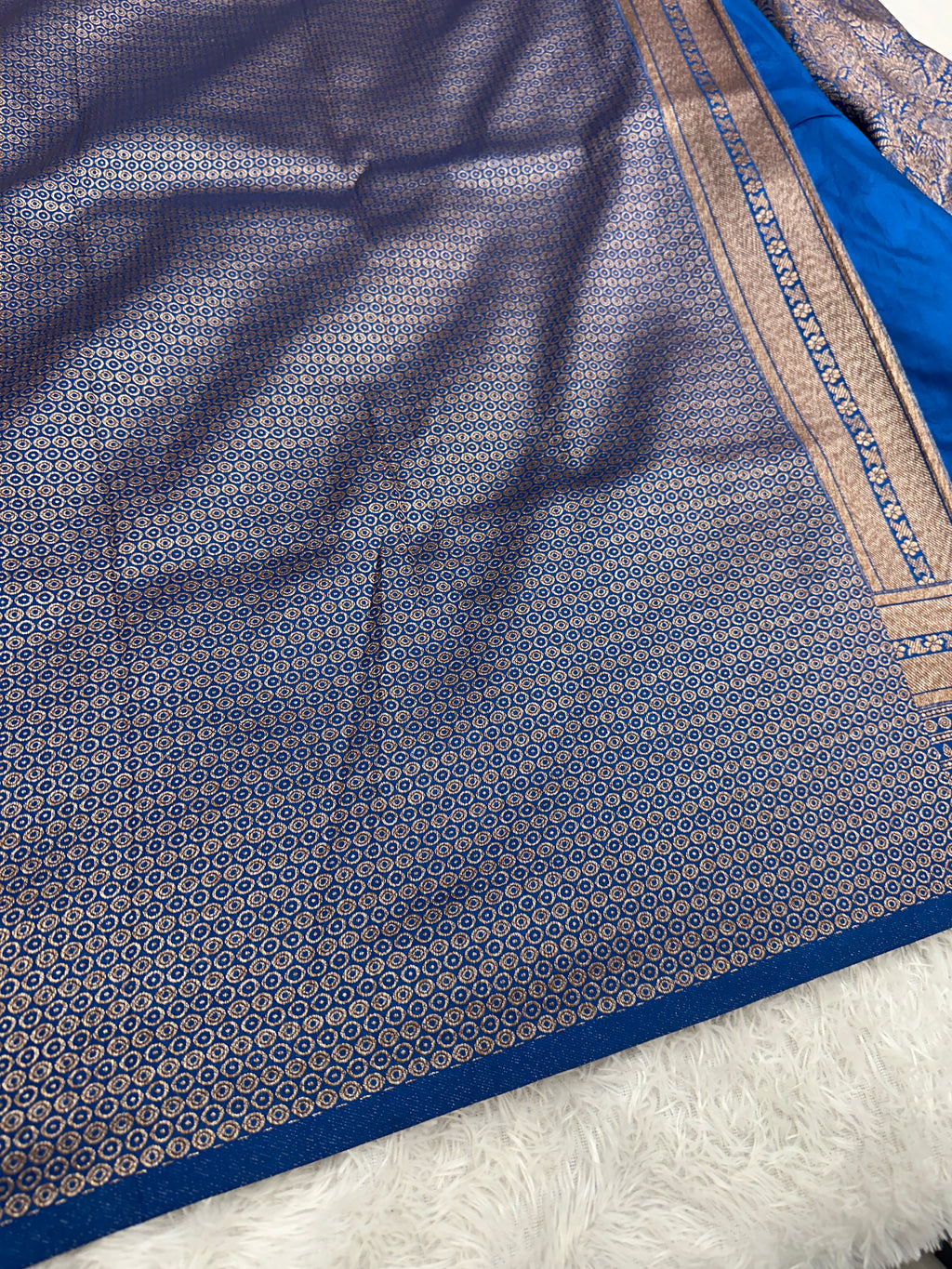 Light Blue Banarasi Dupion Silk Saree with Embossed Antique Zari Weaving & Rich Antique Zari Pallu | STF69