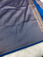 Light Blue Banarasi Dupion Silk Saree with Embossed Antique Zari Weaving & Rich Antique Zari Pallu | STF69