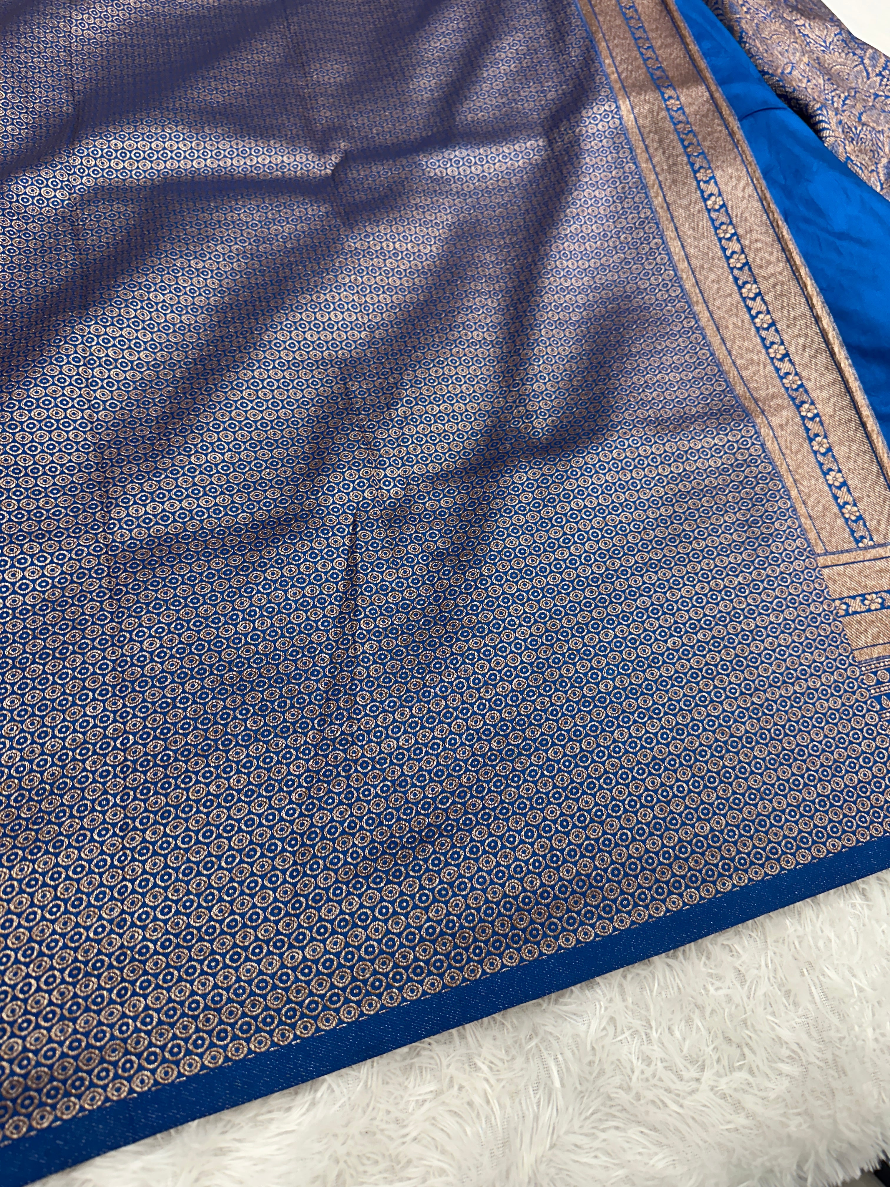 Light Blue Banarasi Dupion Silk Saree with Embossed Antique Zari Weaving & Rich Antique Zari Pallu | STF69
