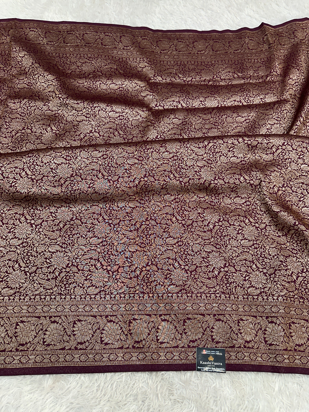 Maroon Banarasi Dupion Silk Saree with Embossed Antique Zari Weaving & Rich Antique Zari Pallu | STF62