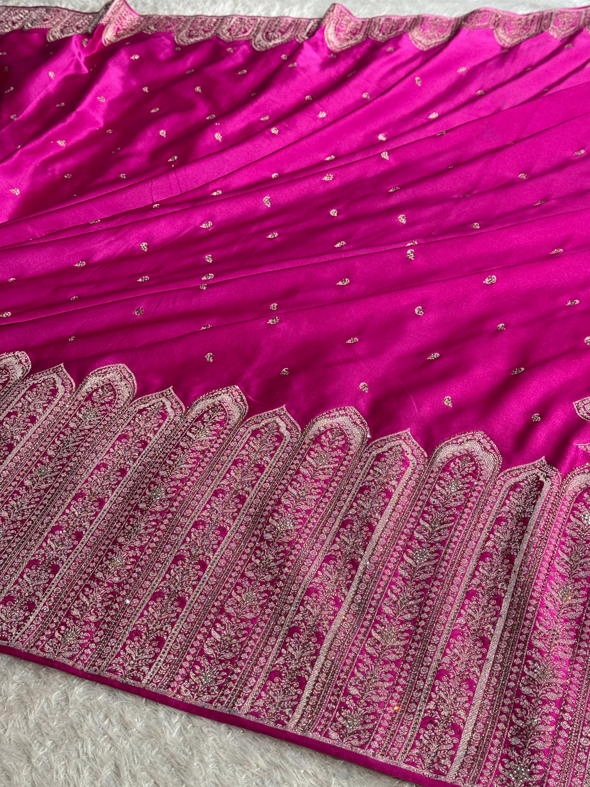 Rani Pink Mashru Kataan Silk Saree – MKS805