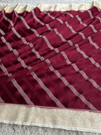 Wine & Beige Mashru Kataan Silk Banarasi Saree with Rich Zari Pallu | MKS787