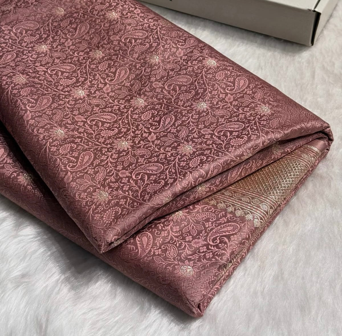 Banarasi Mashru Kataan Silk Saree Featuring Tanchoi Zari Meena Work with Rich Pallu – MKS411