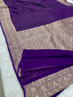 Purple Pure Natural Silk Khaddi Georgette Saree with Neem Zari Buti | PSG11