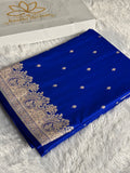 Royal Blue Mashru Kataan Silk Saree | All Over Buta Woven Design | MKS697