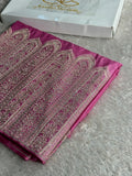 MKS809 – Premium Mashru Kataan Silk Saree with Ikkat Zari Weaving & 1 Lakh+ Swarovski Work