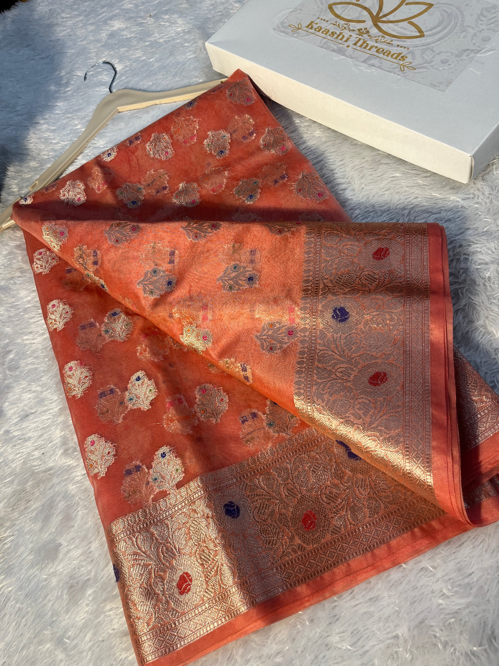 Kora Organza Raw Mango Saree KR12