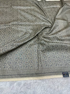 STF48 – Elegant Cream Dupion Saree with Silver-Black Antique Zari Weaving