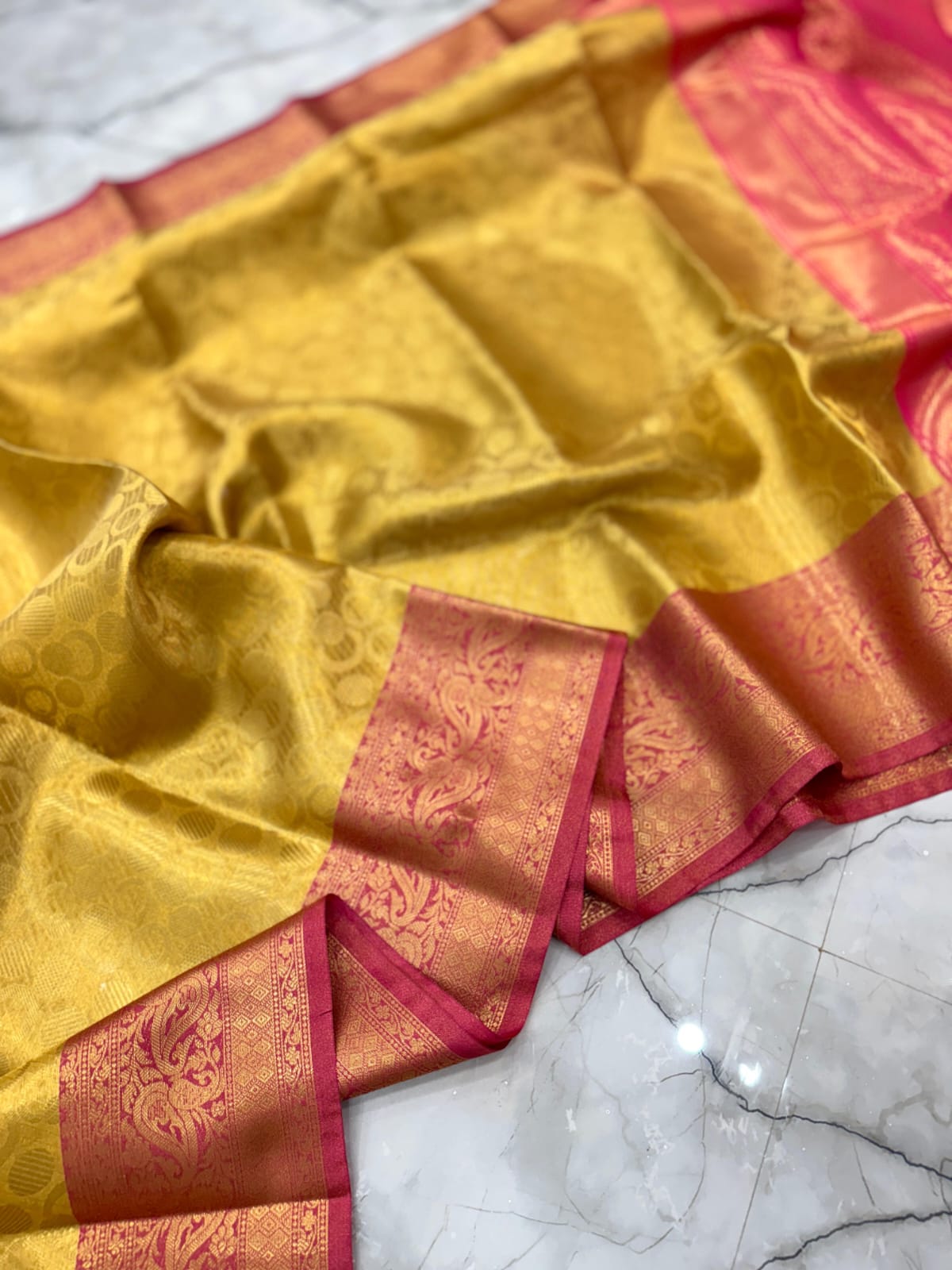 Golden Designer Tissue Silk Saree TS110