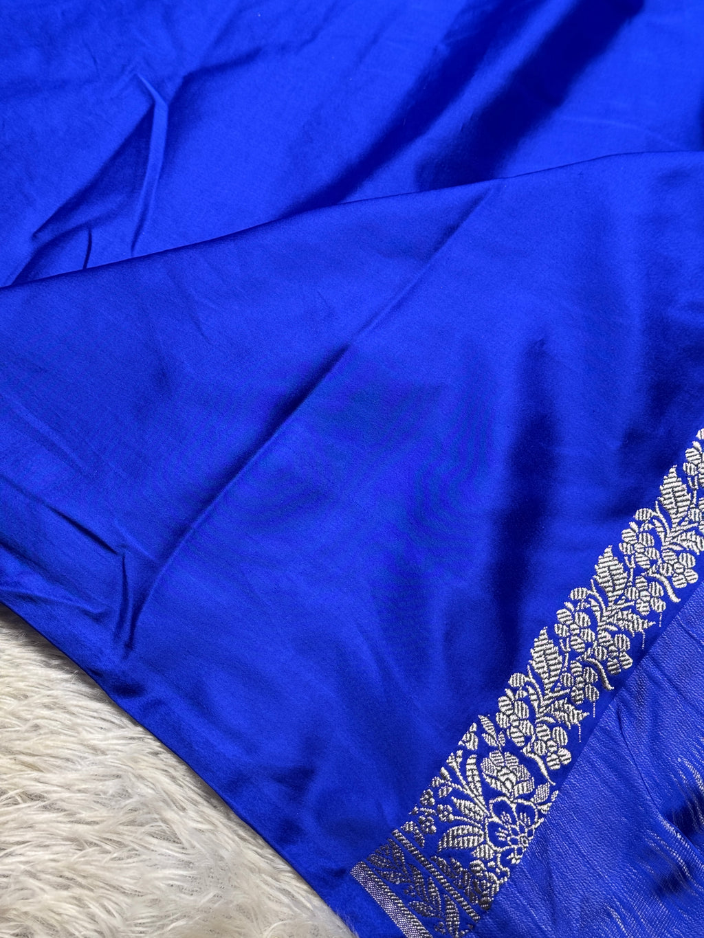 Royal Blue Meena Work Banarasi Mashru Silk Saree with Jacquard Weave MKS301