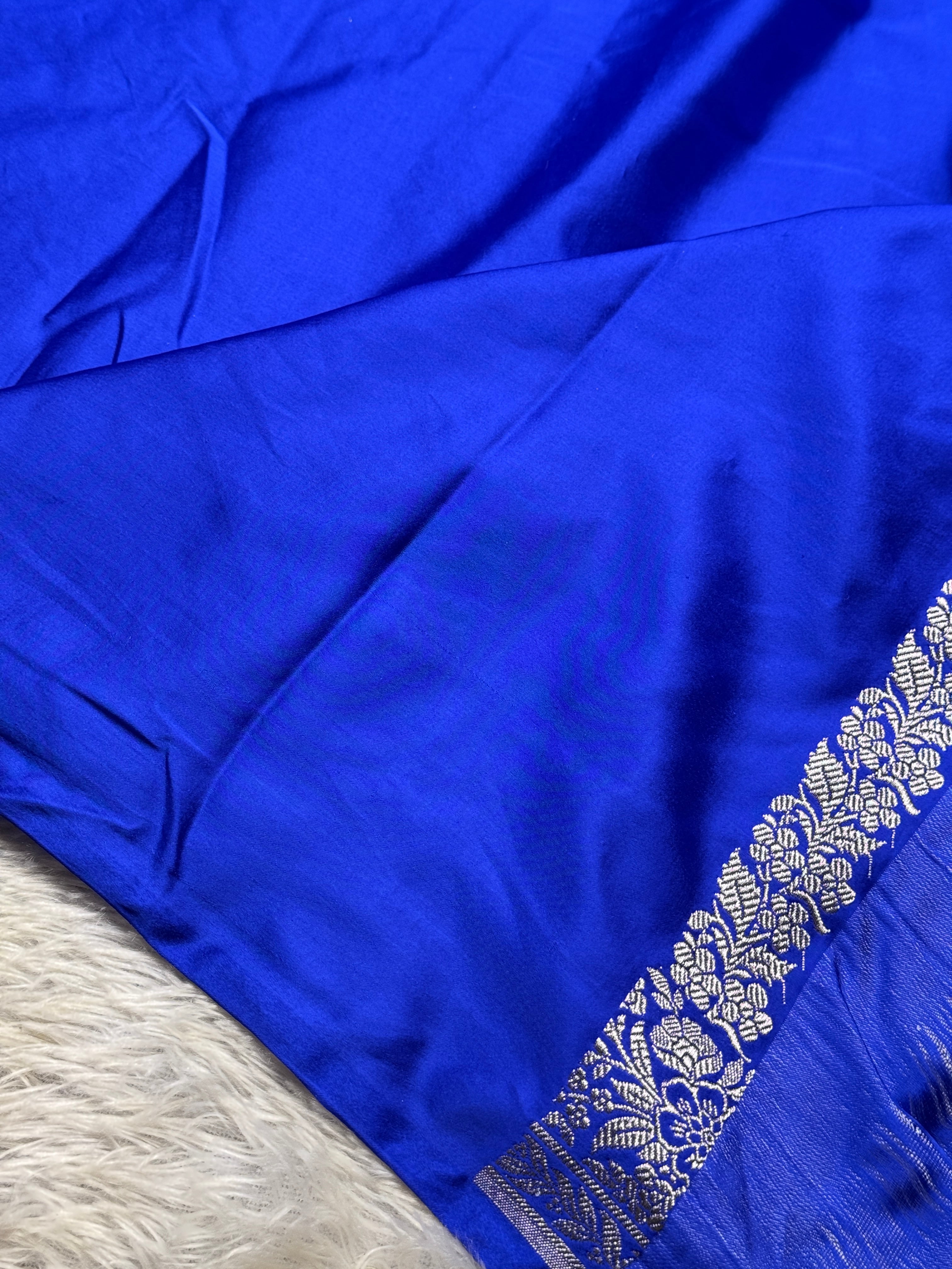 Royal Blue Meena Work Banarasi Mashru Silk Saree with Jacquard Weave MKS301