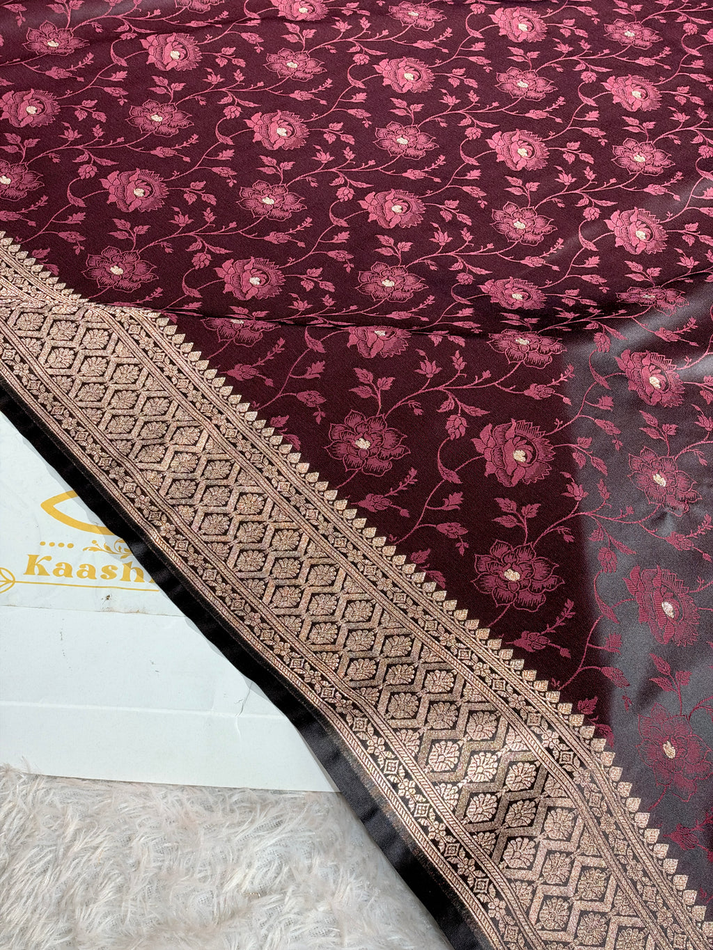 Brown Mashru Kataan Silk Saree | Zari Meena Tanchoi Woven Design | Rich Zari Pallu | Banarasi Silk Saree – MKS845