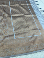Grey Banarasi Dupion Silk Saree with Embossed Antique Zari Weaving & Rich Antique Zari Pallu | STF71
