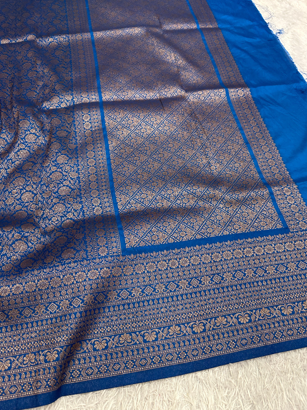 Light Blue Banarasi Dupion Silk Saree with Embossed Antique Zari Weaving & Rich Antique Zari Pallu | STF112