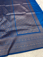 Light Blue Banarasi Dupion Silk Saree with Embossed Antique Zari Weaving & Rich Antique Zari Pallu | STF112