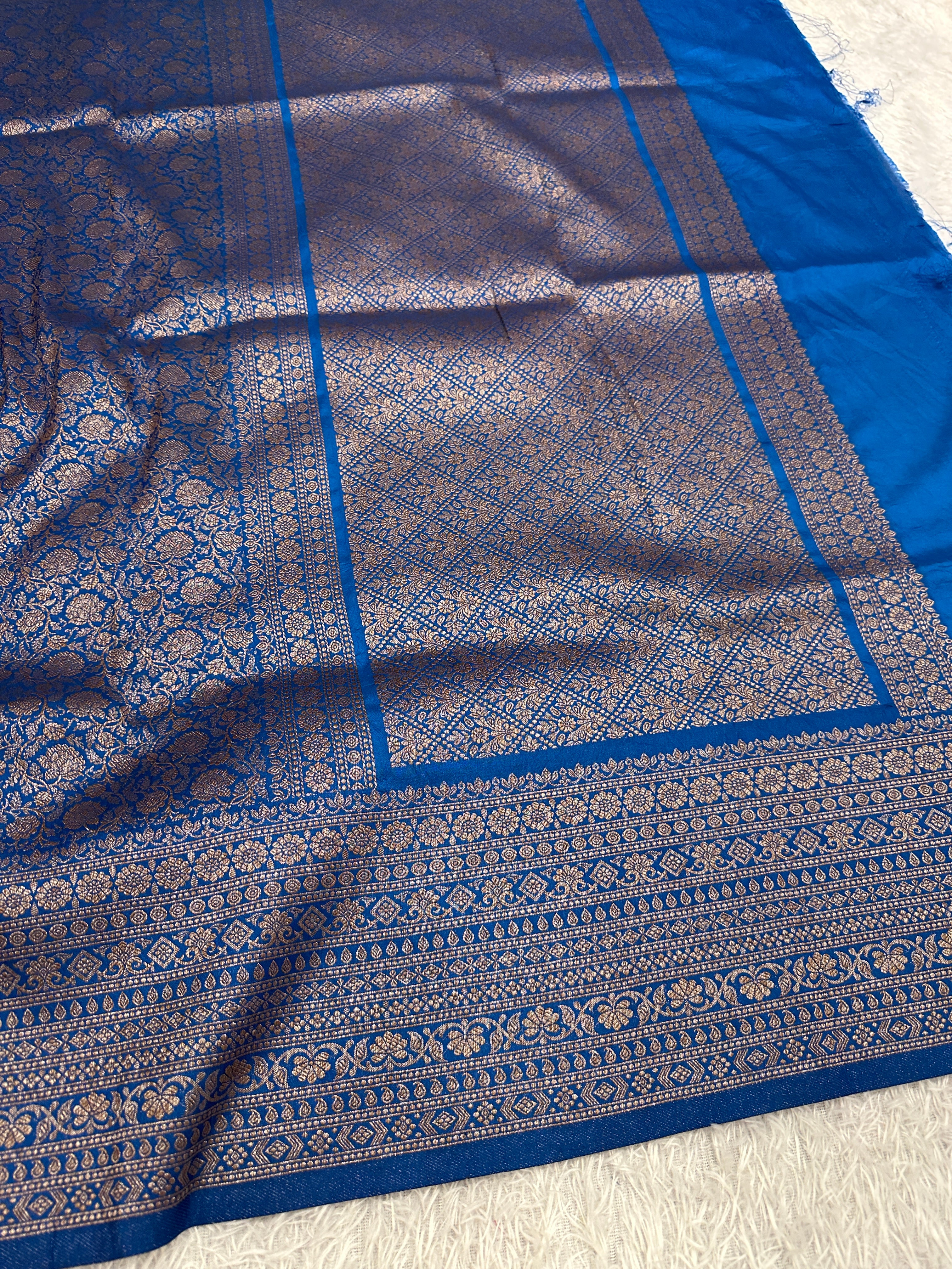 Light Blue Banarasi Dupion Silk Saree with Embossed Antique Zari Weaving & Rich Antique Zari Pallu | STF112