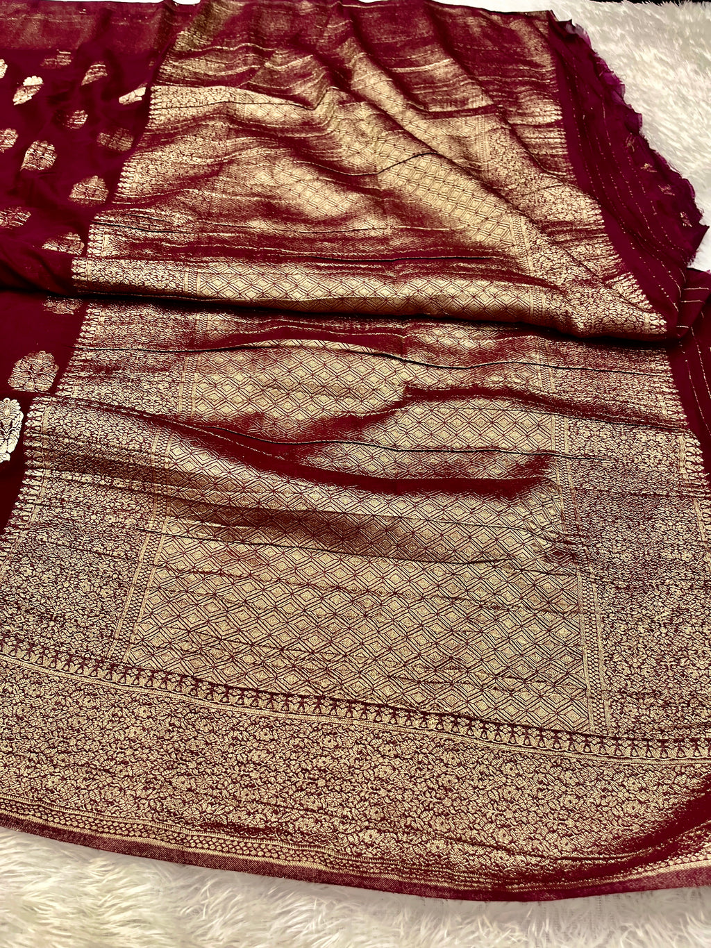 Chinon Silk Royal Buta   Design Wine Saree CN08