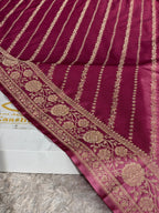 Gajri Pink Dual Shade Mashru Katan Silk Saree with All-Over Swarovski Siroski Work, Woven Pallu & Blouse | Festive & Party Wear Saree | MKS842