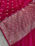 Rani Pink Banarasi Mashru Silk Saree with Jacquard Woven Floral Buta Pattern MKS132