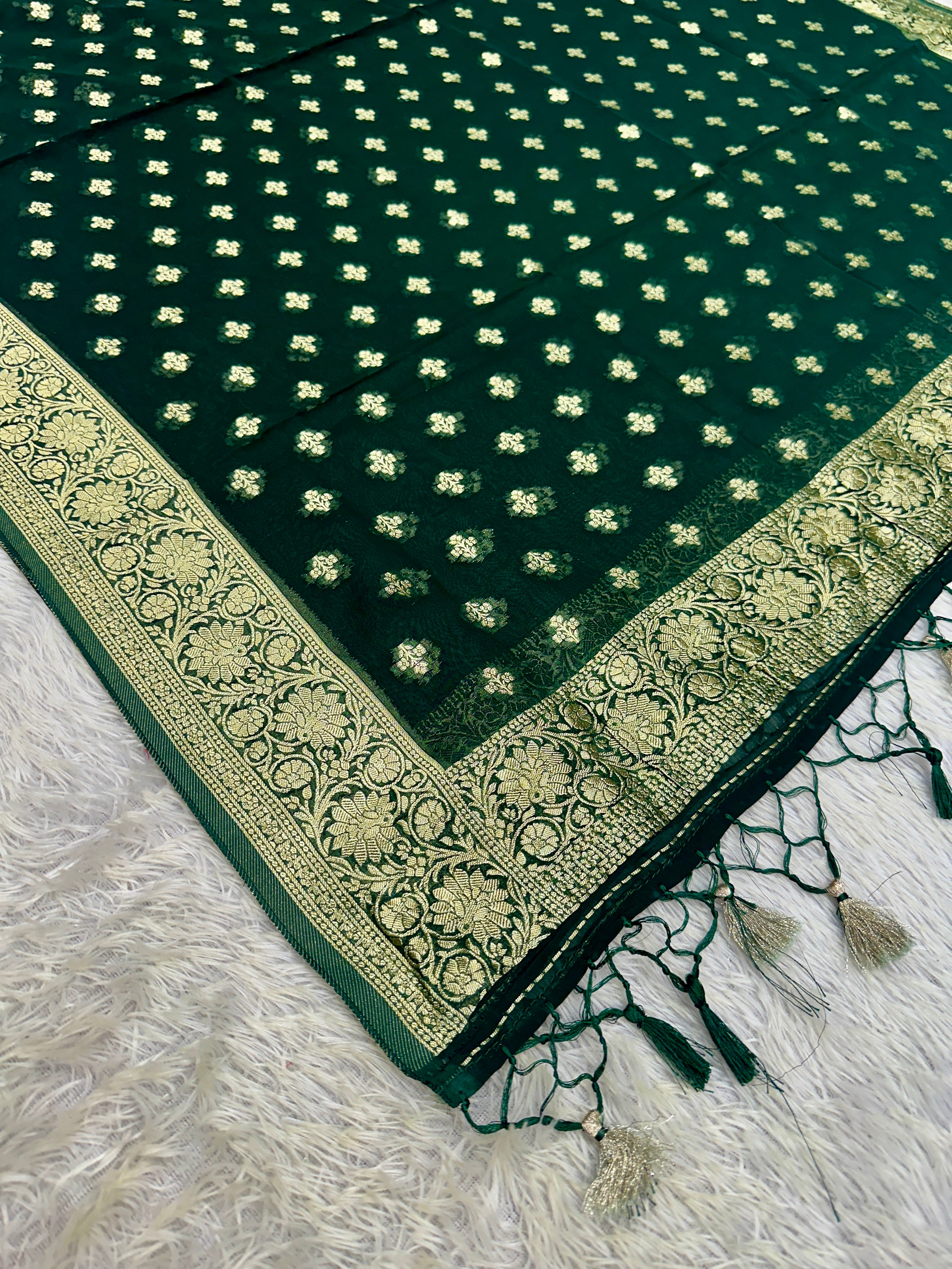 Banarasi Jacquard Zari Georgette Suit Dress – 3 Pc Set MSS25