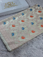 Beige Mashru Kataan Silk Saree with Meenakari Jaal Design & Rich Zari Pallu – MKS635