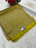 Lemon Banarasi Dupion Silk Saree with Embossed Antique Zari Weaving & Rich Antique Zari Pallu | STF102