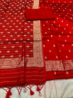 ✨ Banarasi Jacquard Gap Buti HO Silk 3-Piece Unstitched Dress Material MSS21
