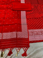 ✨ Banarasi Jacquard Gap Buti HO Silk 3-Piece Unstitched Dress Material MSS22