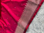 Rani Banarasi Mashru Silk Saree with Dot Buti Weaving & Fancy Jacquard Border MKS103