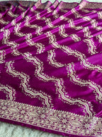Magenta Mashru Kataan Silk Saree with Aadha Woven Design & Rich Zari Pallu | MKS513