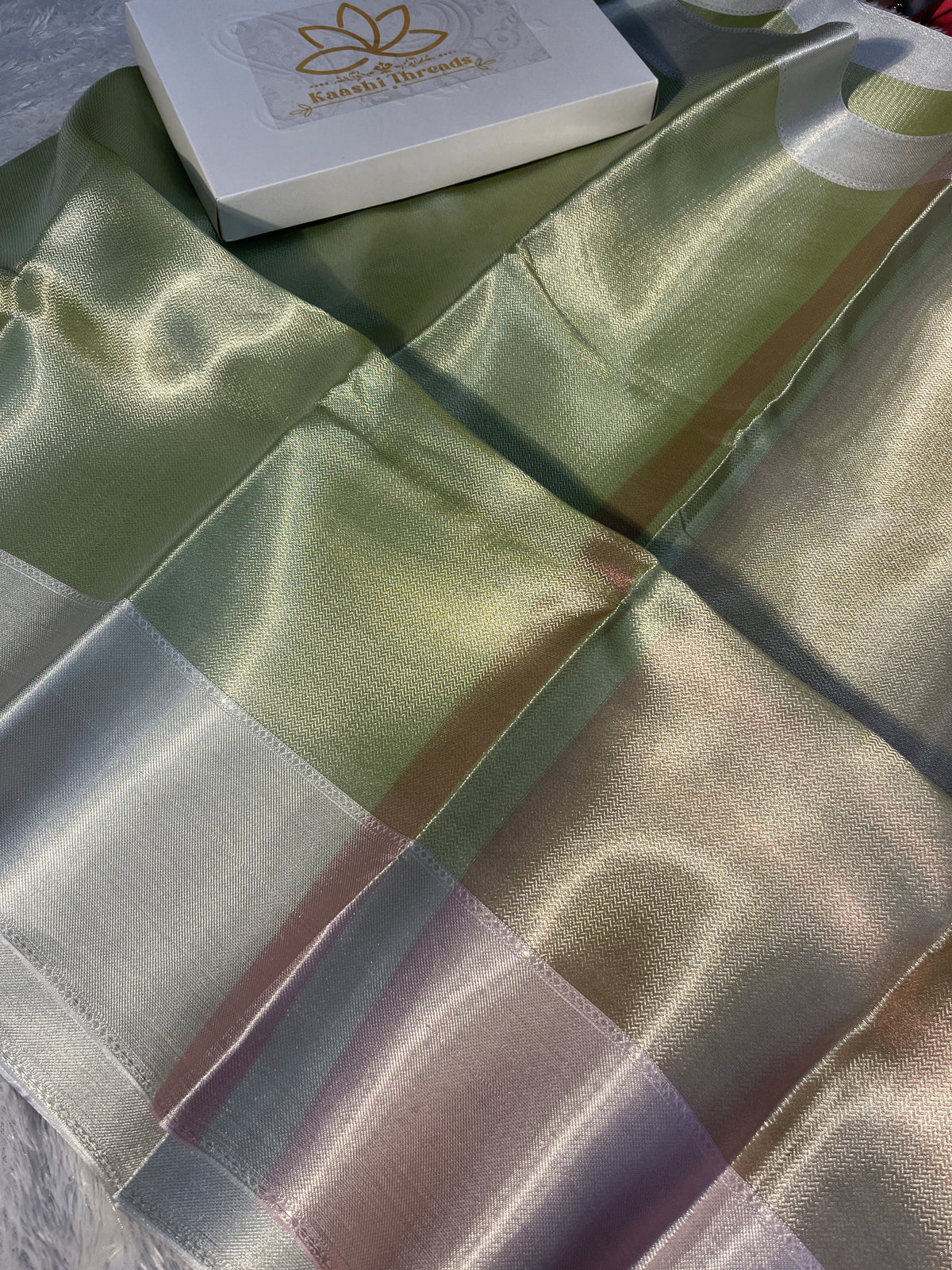 Parrot with White Tissue Silk Saree Ts35