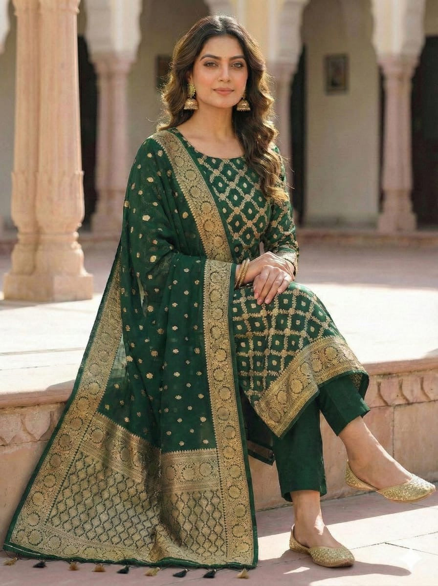 ✨ Banarasi Viscose Georgette Suit Set ✨VSS12
