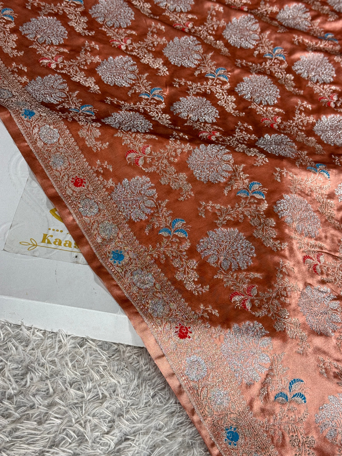 MKS815 – Premium Mashru Kataan Silk Meenakari Jaal Woven Saree