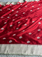 Sonakshi Banarasi Mashru Kataan Silk Saree Maroon with Beige Buta Woven | MKS635