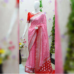 Semi Georgette Silk Saree with Leaf Buta & Rich Zari Pallu – SM61
