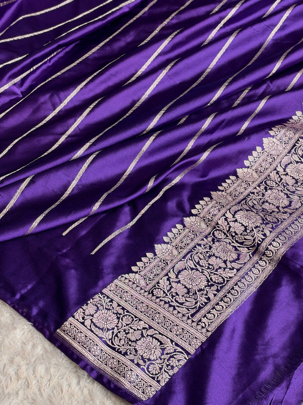 Banarasi Mashru Kataan Silk Saree in Purple | Buta Woven Design | Rich Zari Pallu & Border Blouse | MKS848