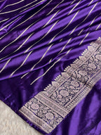 Banarasi Mashru Kataan Silk Saree in Purple | Buta Woven Design | Rich Zari Pallu & Border Blouse | MKS848