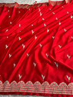 Elegant Pista Green Mashru Kataan Silk Saree with Silver Zari Meenakari Jaal Weaving MKS683
