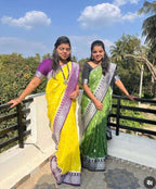 Semi Georgette Silk Saree with Leaf Buta & Rich Zari Pallu – SM61
