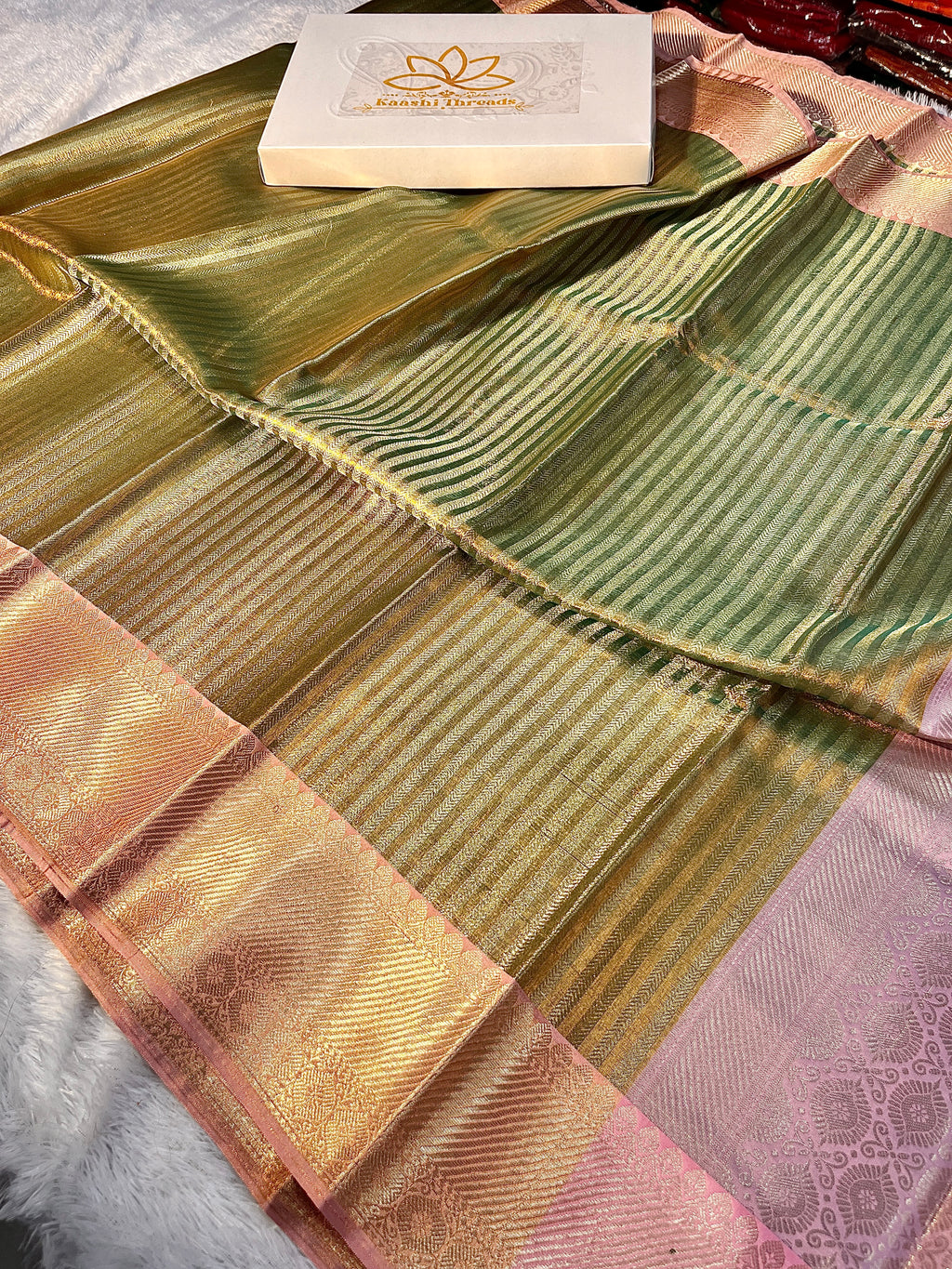Pista Green with Pitch Tissue Saree Ts27