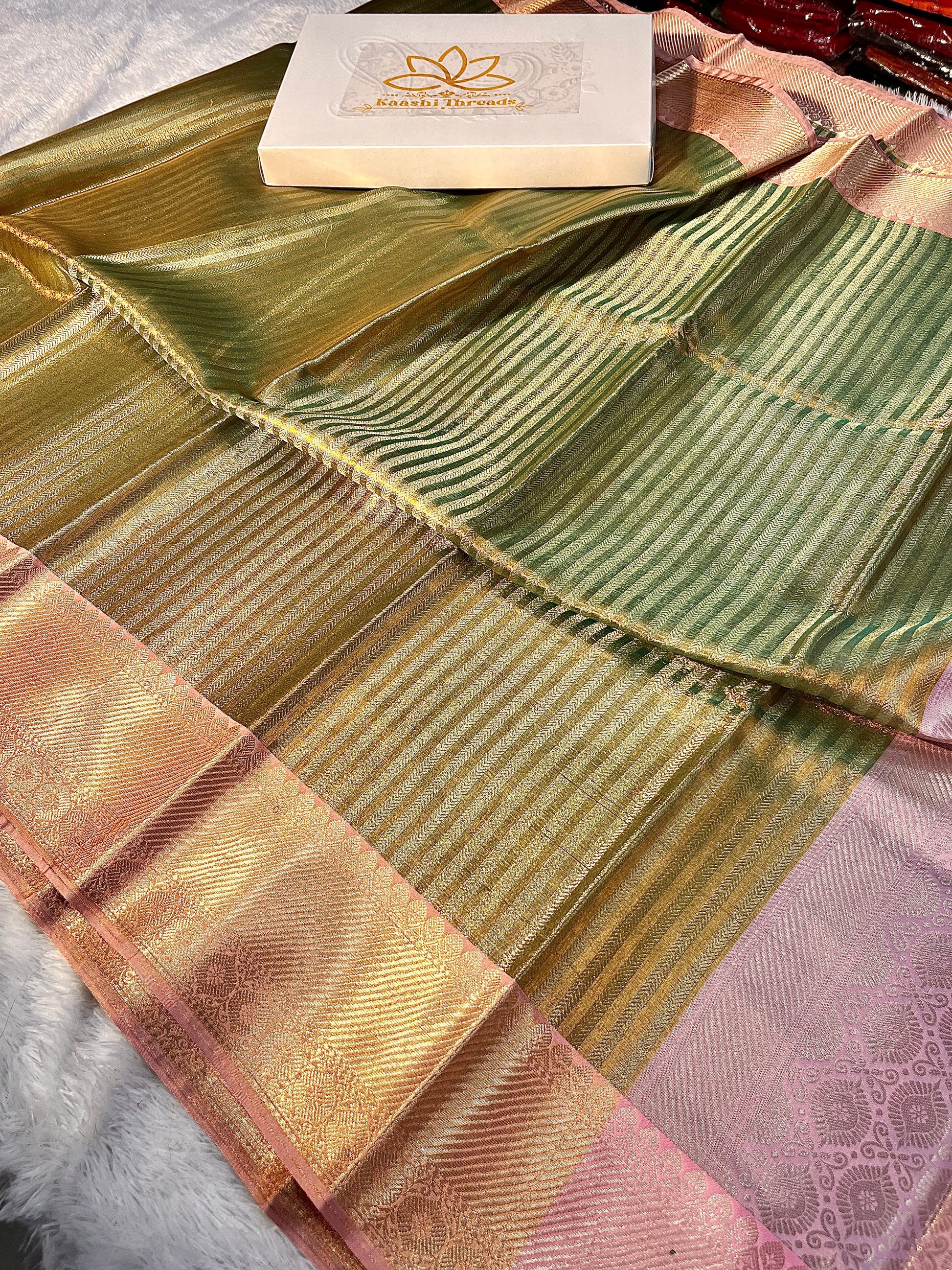 Pista Green with Pitch Tissue Saree Ts27
