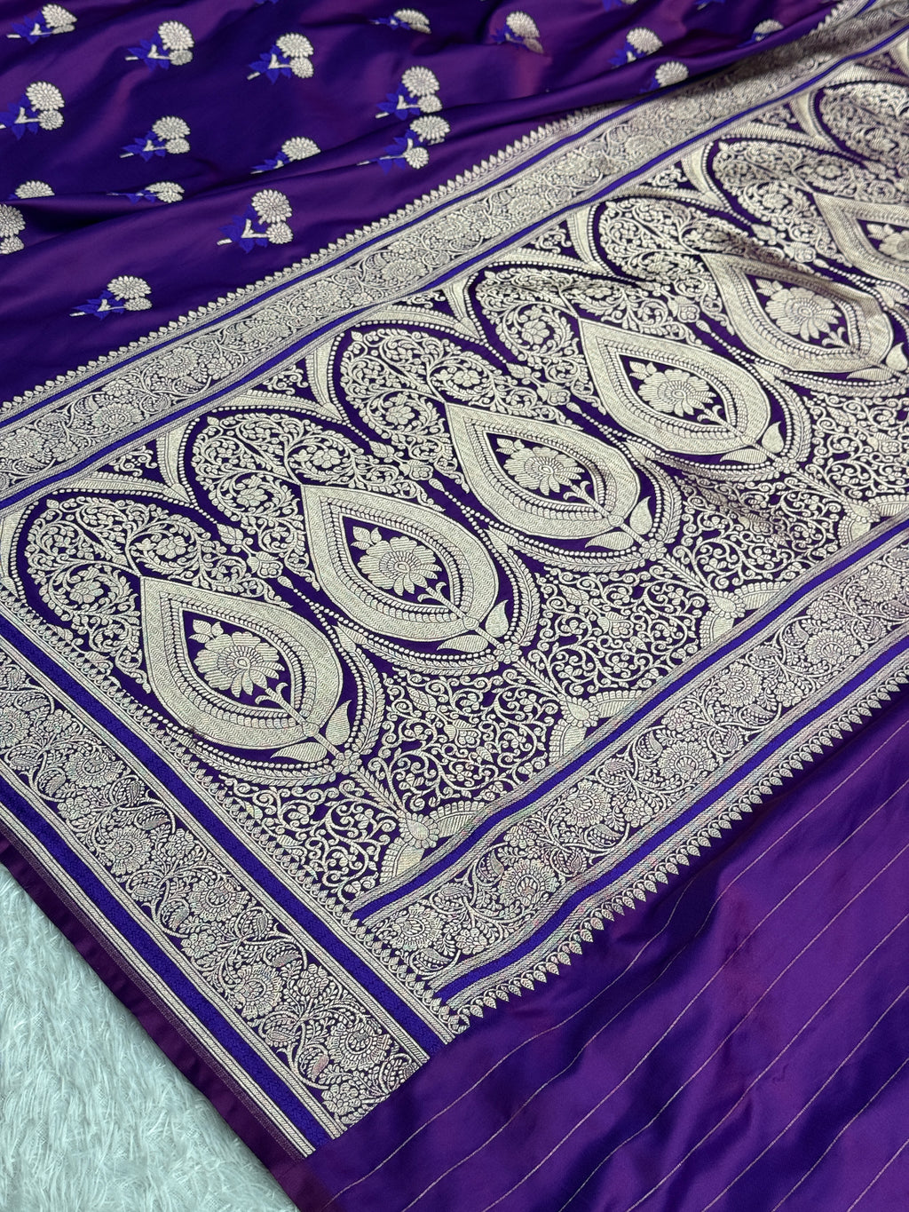 Purple Magenta Dual Shade Mashru Kataan Silk Banarasi Saree | MKS722 | Kaashi Threads