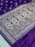 Purple Magenta Dual Shade Mashru Kataan Silk Banarasi Saree | MKS722 | Kaashi Threads