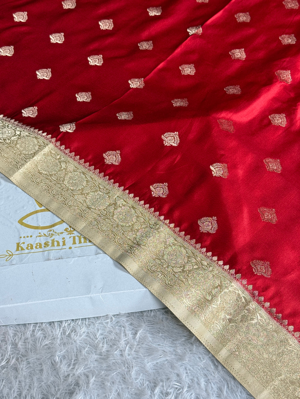 Royal Maroon Beige Mashru Kataan Silk Buta Woven Saree | MKS665