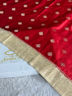 Royal Maroon Beige Mashru Kataan Silk Buta Woven Saree | MKS665