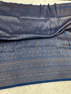 Light Blue Banarasi Dupion Silk Saree with Embossed Antique Zari Weaving & Rich Antique Zari Pallu | STF112
