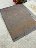 Grey Banarasi Dupion Silk Saree with Embossed Antique Zari Weaving & Rich Antique Zari Pallu | STF64